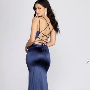 Navy blue prom dress worn once absolutely loved it!